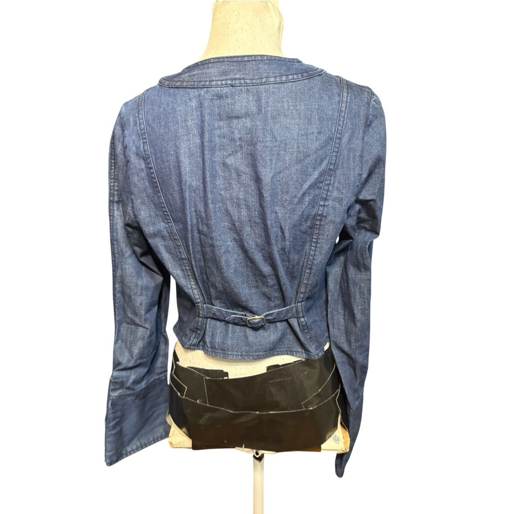 Free People Caroline Denim Top Women's S Blue Corset V-Neck Flare Sleeve - Picture 4 of 6